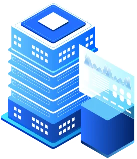 Premium web hosting illustration showing high-performance server infrastructure