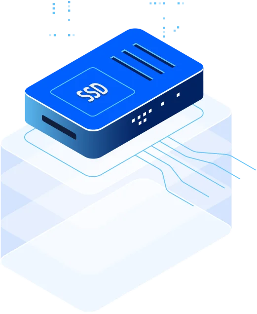 NVMe SSD storage technology illustration showing superior performance
